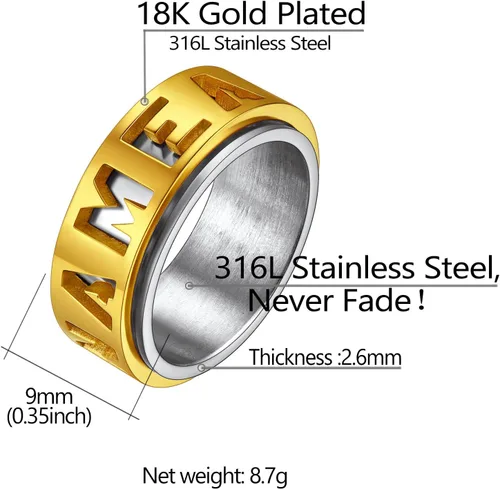 Miniatura 6 de Anillo de nombre personalizado de 0.354 in0.591 in, anillo de placa de nombre personalizado para grabar cualquier nombreanillo giratorio