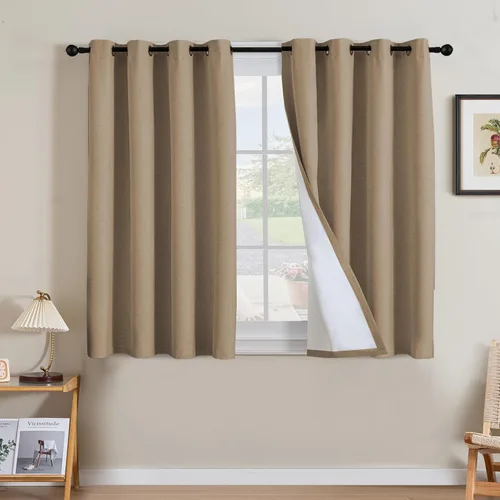 Miniatura 137 de H.VERSAILTEX Cortinas opacas de lino de 63 pulgadas de largo, 100% absolutamente opacas, con aislamiento térmico, con textura de lino, con ojales