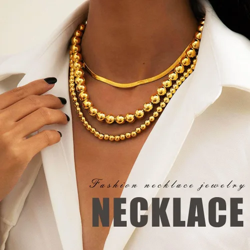 Miniatura 7 de Sixexey Collar de cuentas de oro, collares en capas, collar de cadena de bolas, joyería para mujer
