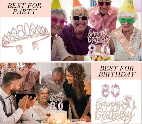 Miniatura 167 de Decoraciones de cumpleaños de 30 años para ella, banda y corona de cumpleaños de 30 años, adorno para pastel de cumpleaños y velas, tarjeta