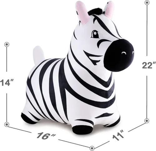Miniatura 7 de iPlay, iLearn Bouncy Pals Caballo Saltarín Cebra, Saltador de Animal Inflable de Peluche, Juguetes de Salto para Montar en Interiores y Exteriores