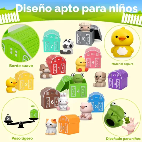 Miniatura 4 de Juguetes de aprendizaje para niños de 1, 2, 3 años, 20 juguetes de animales de granja, juguetes Montessori para contar, combinar y clasificar