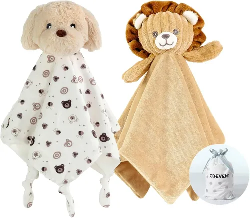 Miniatura 34 de CREVENT - Manta de felpa acogedora para bebé, mantita de seguridad con caras de animales para niños pequeños, regalo para bebés recién nacidos