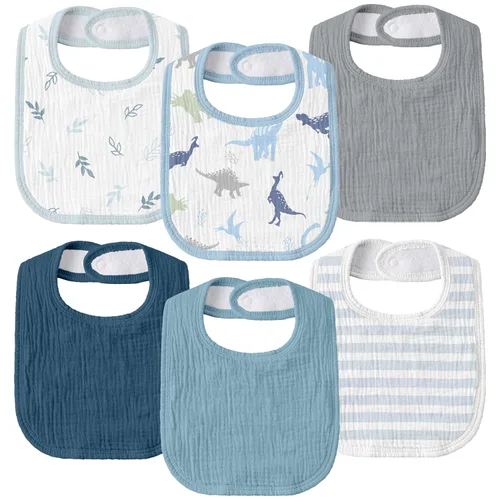 Miniatura 9 de Baberos de muselina para bebé, paquete de 8, baberos para babear y dentición para bebé, absorbentes, suaves de algodón orgánico, babero ajustable