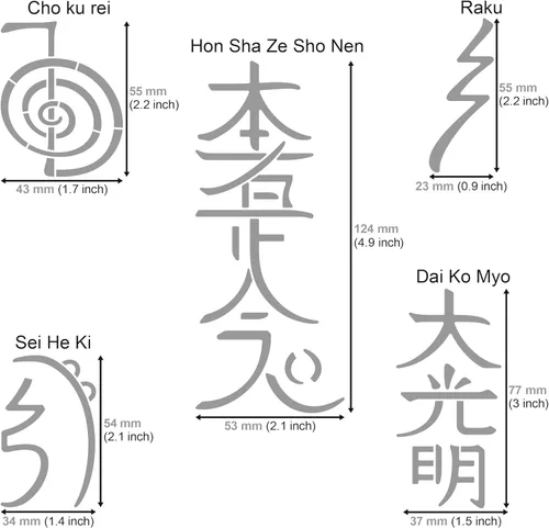 Miniatura 3 de Aleks Melnyk No.100 Usui Reiki Símbolos, Plantilla de Metal Pirografía, Plantilla Namaste Japonesa, Letra China, Dai Ko Myo, Plantilla Artesanal