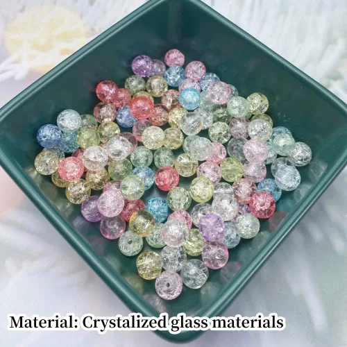 Miniatura 4 de 100 cuentas de cristal agrietado redondas de 0.315 pulgadas (0.315 in), cuentas espaciadoras para hacer joyas, collares, pulseras, aretes, Mezcla