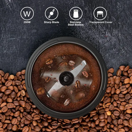 Miniatura 6 de Willz Molinillo de café eléctrico para granos de café, especias y hierbas con control de botón fácil de encendido/apagado, capacidad de molienda