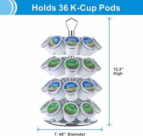 Miniatura 2 de Soporte para cápsulas de café K de almacenamiento de 4 niveles compatible con 36 cápsulas K-Cup 27 vainas-3 niveles