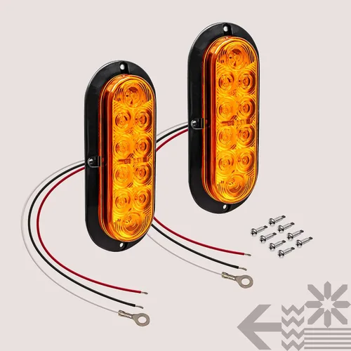 Miniatura 8 de TRUE MODS - Juego de 2 piezas de luces traseras LED ovaladas ámbar de 6 pulgadas para remolque [DOT FMVSS 108 SAE I6P] [montaje en superficie]