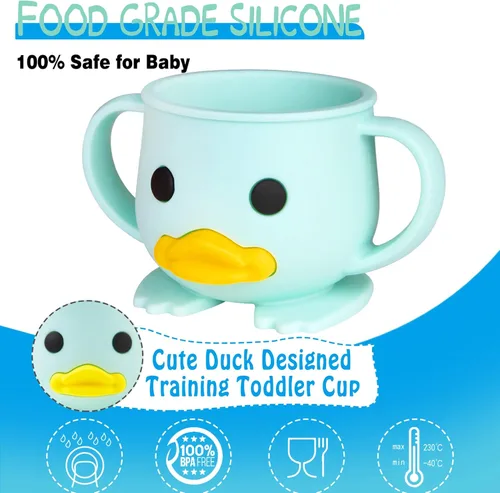 Miniatura 6 de Vaso para niños pequeños, taza de entrenamiento de silicona, taza de destete LED para bebés con doble asa, taza abierta para bebés, irrompible, 7