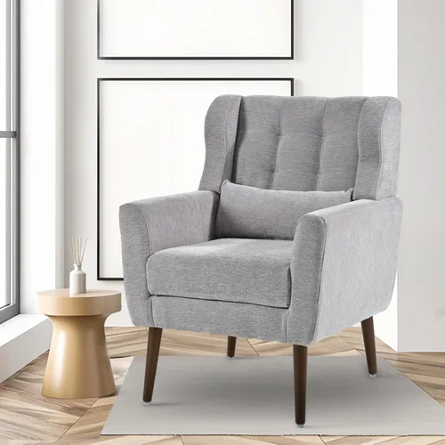 Miniatura 14 de cinkehome Sillas decorativas con brazos para sala de estar, sillón moderno tapizado en chenilla, cómoda silla de salón acolchada y suave
