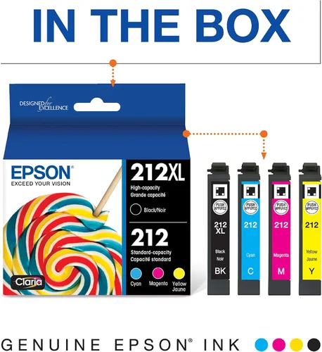 Miniatura 3 de Epson Paquete combinado de cartuchos de color negro y estándar de 212 tintas Claria de alta capacidad (T212XL-BCS) 212 tinta Claria de capacidad