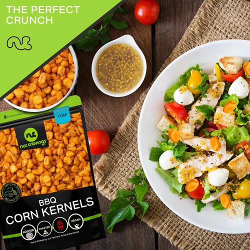 Miniatura 7 de NUT CRAVINGS - Granos de maíz crujientes tostados - Sabor a barbacoa asado y salado (8 oz - 1 paquete) empacado fresco en bolsa resellable