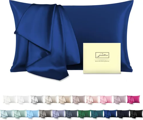 Miniatura 12 de Funda de almohada de seda para cabello y piel, suave, transpirable y sedosa 100% seda Queen, juego de 2, fundas de almohada de seda de morera