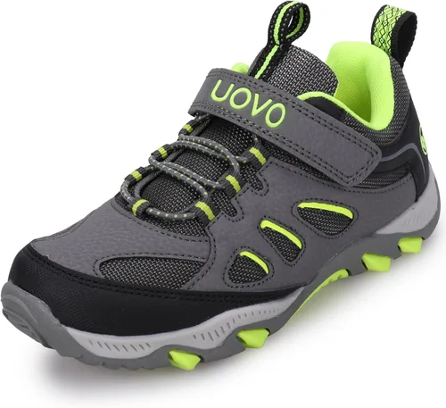 UOVO Botas de senderismo resistentes al agua para niños, zapatos para caminar al aire libre, antideslizantes, al tobillo, zapatos deportivos