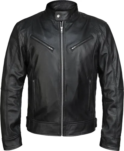 LP-FACON Chaqueta protectora de cuero para motocicleta | Chaqueta de cuero para motociclista | Chaqueta acolchada de motocicleta vintage