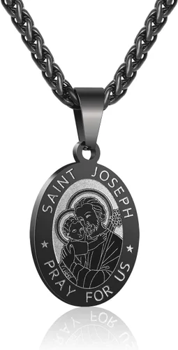 Miniatura 156 de P. BLAKE Collar ovalado de San Cristóbal, Miguel, José, Jude/Virgen María/José/Francisco/Patrick/Anthony/Benedict/Thomas para hombres y mujeres