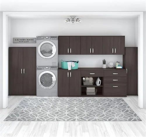 Miniatura 4 de Bush Business Furniture Armario de pared universal para cuarto de lavado con puertas y estantes, gris platino (LNS428PG-Z)