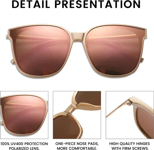 Miniatura 4 de Duco - Lentes de sol redondos vintage para mujeres y hombres con protección UV de moda para la playa