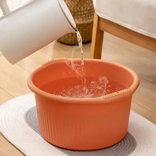 Miniatura 4 de Healifty Bañera de baño para remojar los pies: pedicura bañera de hidromasaje de pies barril cubo de remojo con cuentas para naranja