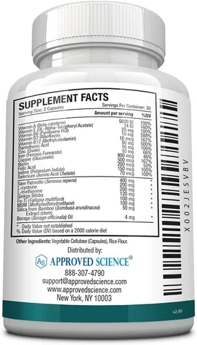Miniatura 3 de Approved Science Hairprin - Promueve el crecimiento del cabello y ayuda a estimular la circulación del cuero cabelludo. 60 cápsulas veganas por