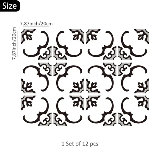 Miniatura 4 de Alwayspon Azulejos de vinilo para despegar y pegar, blanco y negro, 12 unidades x 7.9 in, impermeable, extraíble, antideslizante, tablones de vinilo