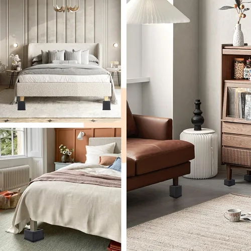 Miniatura 5 de BTSD-home Elevadores de cama de 2 o 4 pulgadas, resistentes, apilables, elevadores de muebles para sofá, mesa, silla, cama, bloques de elevadores