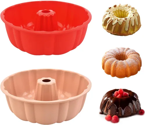 Miniatura 9 de PADELE Paquete de 2 moldes de silicona antiadherentes, 10 pulgadas, moldes de silicona para pasteles, molde para hornear para gelatina, gelatina