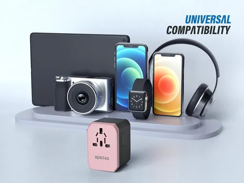Miniatura 5 de EPICKA Adaptador de viaje universal, adaptador de enchufe de viaje europeo, adaptador de corriente internacional cargador mundial con USB-C y 4 Oro