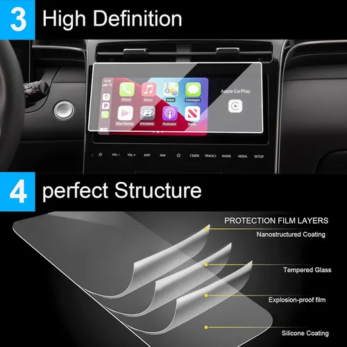 Miniatura 5 de TTCR-II Protector de pantalla compatible con Hyundai Tucson 2022-2024, protector de pantalla táctil Santa Cruz de 10.25 pulgadas, protector