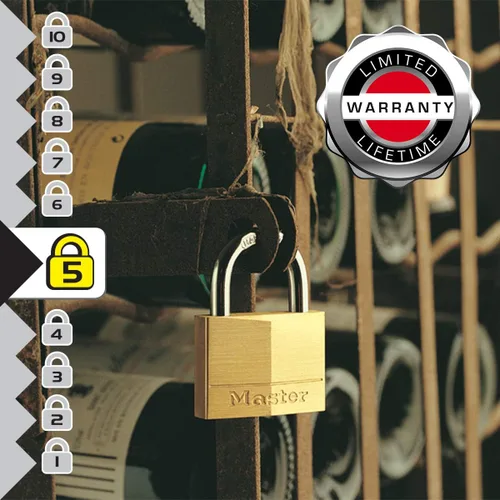 Miniatura 6 de Master Lock 140T Candado de latón sólido con llave, paquete de 2