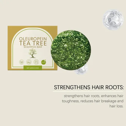 Miniatura 6 de Barra de champú con aceite de árbol de té - Limpieza hidratante para el cuidado del cabello y el cuero cabelludo dañados, color verde, talla única