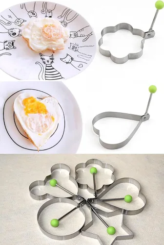 Miniatura 5 de 10 moldes para huevos, moldeador de huevos, anillo de huevo para freír huevos de acero inoxidable antiadherente para panqueques con asa, molde