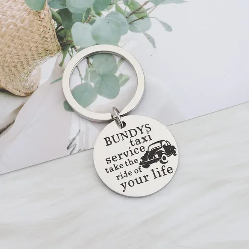 Miniatura 2 de OKEYCH Regalo inspirado en el asesino en serie, Bundys Taxi Service Take The Ride Of Your Life Llavero Serial Killer Fan Jewelry