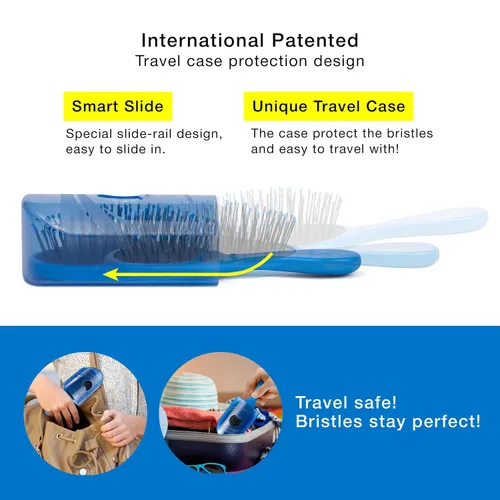 Miniatura 3 de NuWay Traveler Cepillo desenredante para el cabello, cepillo compacto de viaje para bolso, gimnasio y transporte diario, cuidado suave del cuero