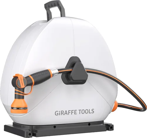Miniatura 11 de Giraffe Tools Carrete de manguera retráctil montado en el suelo, 1/2 pulgada x 82 pies, carrete de manguera de jardín de rebobinado automático