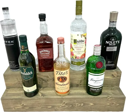 Miniatura 8 de Estante de Botellas en Niveles Estante de Exhibición de Botellas de Licor de 2 Niveles Organización de Bar Estante de Vino Negro (45.7 cm)