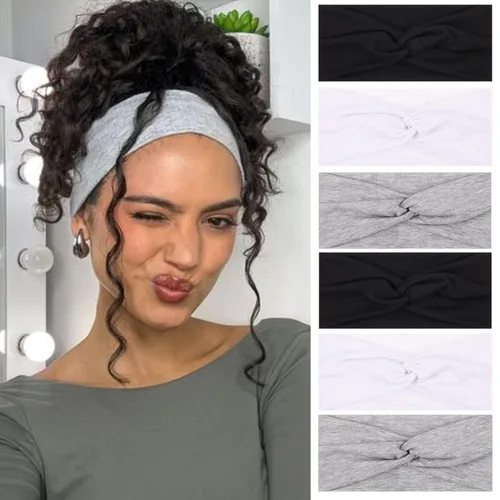 Miniatura 10 de XTREND 6 piezas de diademas para mujer, bandas elásticas cruzadas torcidas, diademas para yoga, entrenamiento, antideslizantes, suaves