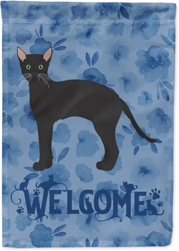 Miniatura 34 de Caroline's Treasures CK4813CHF - Bandera de bienvenida con gato abisinio azul, manga grande, para porche, para colgar en la pared, poliéster