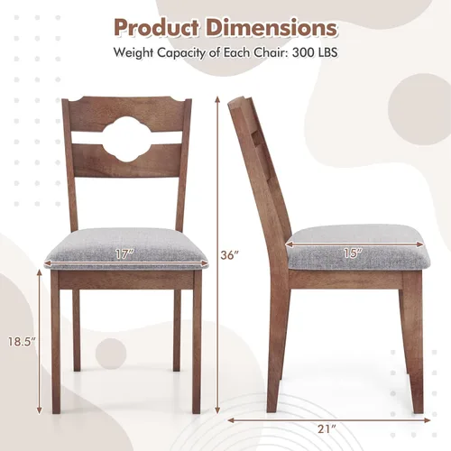 Miniatura 3 de GOFLAME Juego de 2 sillas de comedor tapizadas de tela con asiento acolchado, respaldo alto, marco de madera de goma, sillas laterales