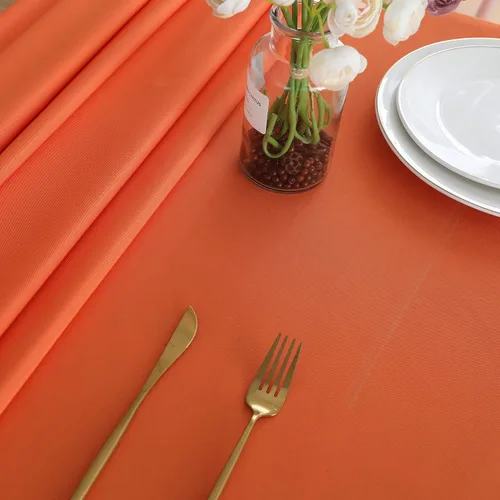 Miniatura 5 de FOLINS&HOME Mantel rectangular naranja en poliéster resistente y resistente al agua, sin arrugas, a prueba de derrames y lavables, 60 x 84 pulgadas