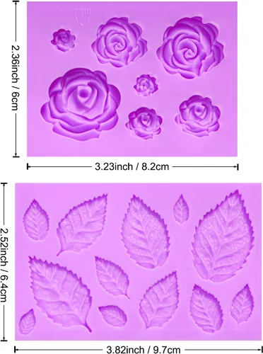 Miniatura 2 de Moldes de silicona para fondant de rosas, moldes de flores y hojas, decoración de tartas, moldes de chocolate para cupcakes, dulces, galletas