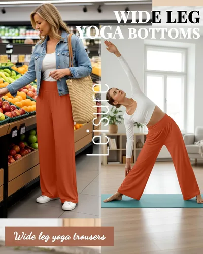 Miniatura 158 de Neer - Conjunto de 3 pantalones de yoga de pierna ancha para mujer - Pantalones deportivos cómodos, holgados, de cintura alta y casuales