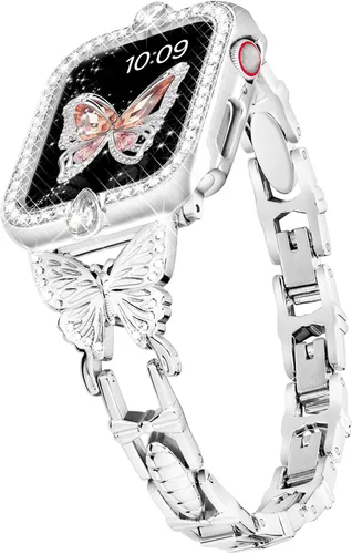 Miniatura 10 de wipalor Correa de metal brillante para Apple Watch para mujer de 1.614 pulgadas, 1.575 pulgadas, 1.496 pulgadas, correas delgadas y elegantes