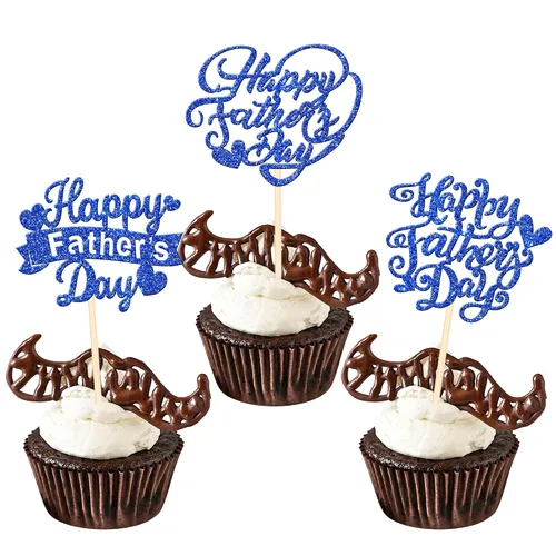 Miniatura 15 de 24 adornos para cupcakes con purpurina para el Día del Padre, con purpurina, corazón, amor, padre, mejor papá, decoración de cupcakes para feliz día