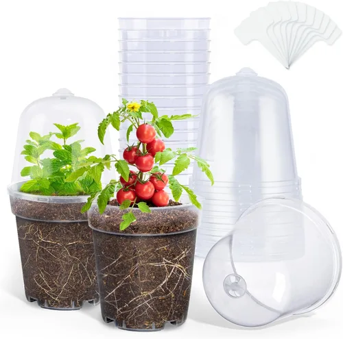 Miniatura 10 de homenote Macetas de vivero, paquete de 30, maceta de 3/4/5 pulgadas para plantar, macetas transparentes para plantas, plántulas de plástico