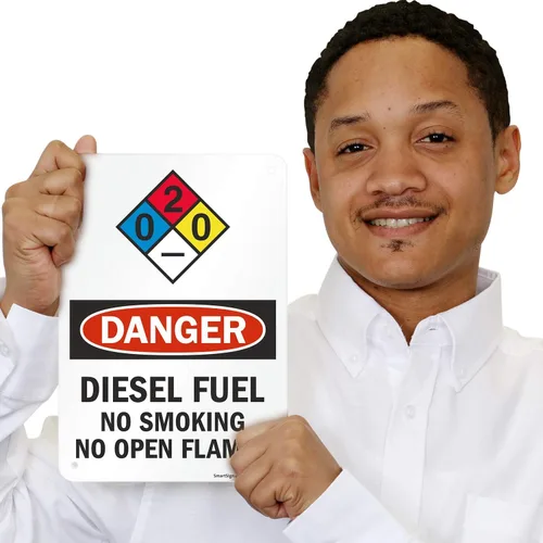 Miniatura 2 de SmartSign Letrero NFPA "Danger - Combustible Diesel, No Smoking No Open Flames" Aluminio de 7" x 10