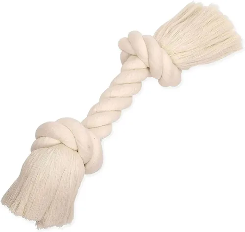 Miniatura 7 de Flossy Chews - Tirón de cuerda de 3 nudos, 100% algodón, color blanco, XL, 36 pulgadas