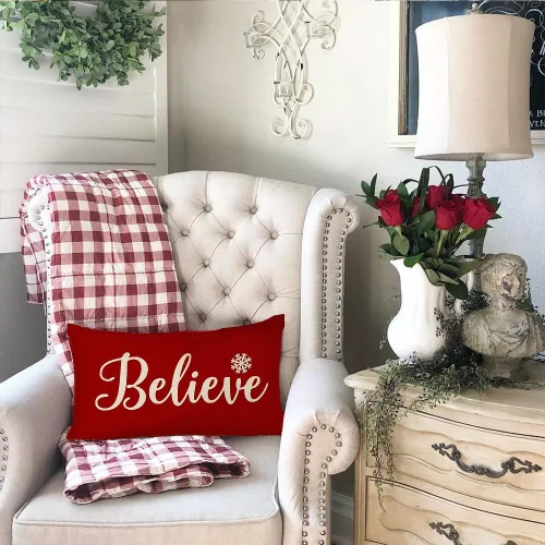 Miniatura 2 de RABUSOFA Fundas de almohada de Navidad de 12 x 20 pulgadas, fundas de almohada lumbares de Navidad, fundas decorativas de Navidad para exteriores