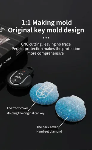 Miniatura 7 de SANRILY Funda para llave de automóvil BWM Mini Cooper sin llave para llave remota, funda de protección completa con llavero, Gradiente Rosa